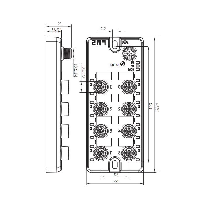 M12接口，IO-Link Hub, 8AI，PT100热电偶模拟模块，00BT31