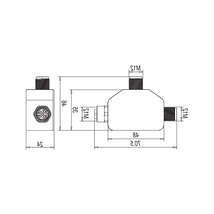 M12 5针母/2M12 5针公，b编码，t型连接器，0C5555